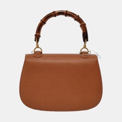 Gucci Bamboo 1947 Top Handle Bag Leather Medium Tan Brown