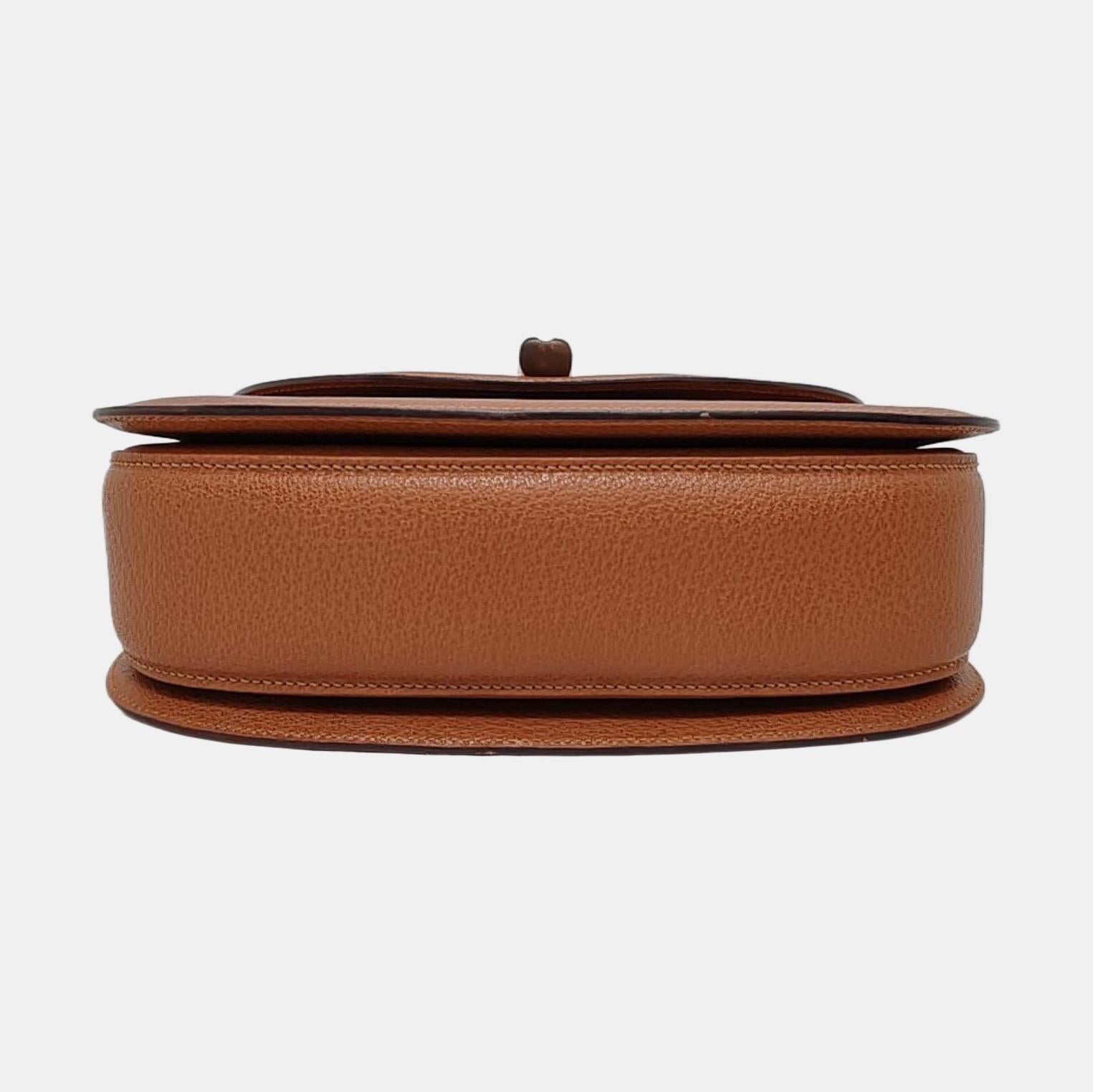 Gucci Bamboo 1947 Top Handle Bag Leather Medium Tan Brown 1