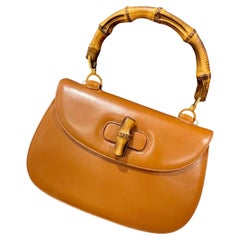 Gucci Bamboo 1947 Top Handle Bag Leather Medium Tan Brown