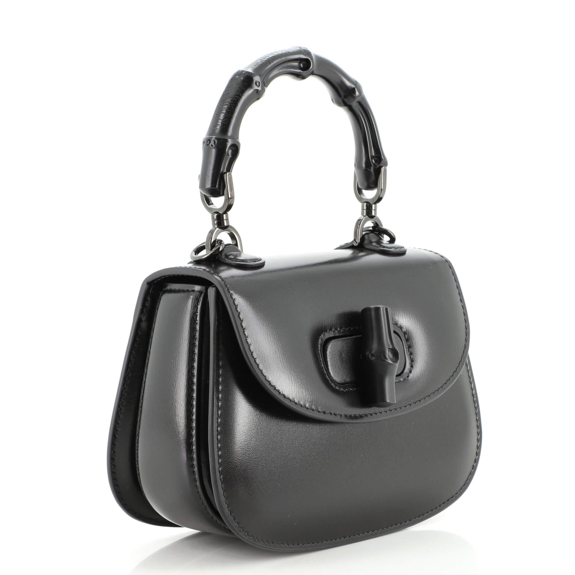 Gucci Bamboo 1947 Top Handle Bag Leather Mini In Good Condition In NY, NY