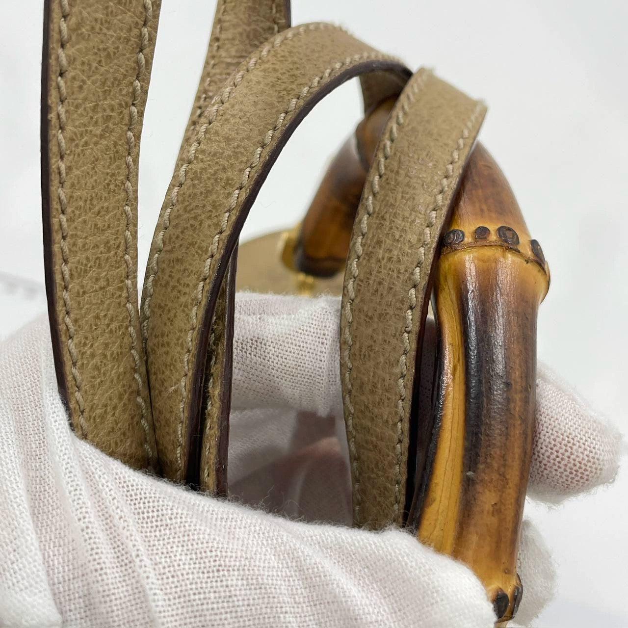 Gucci Bamboo 1947 Top Handle Bag Leather Small Beige with Strap 9