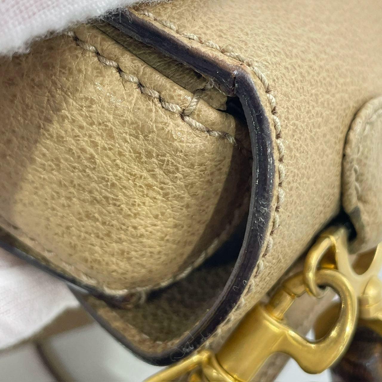 Gucci Bamboo 1947 Top Handle Bag Leather Small Beige with Strap 10