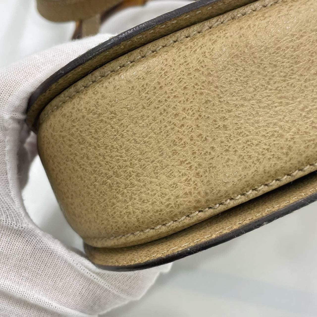 Gucci Bamboo 1947 Top Handle Bag Leather Small Beige with Strap 14