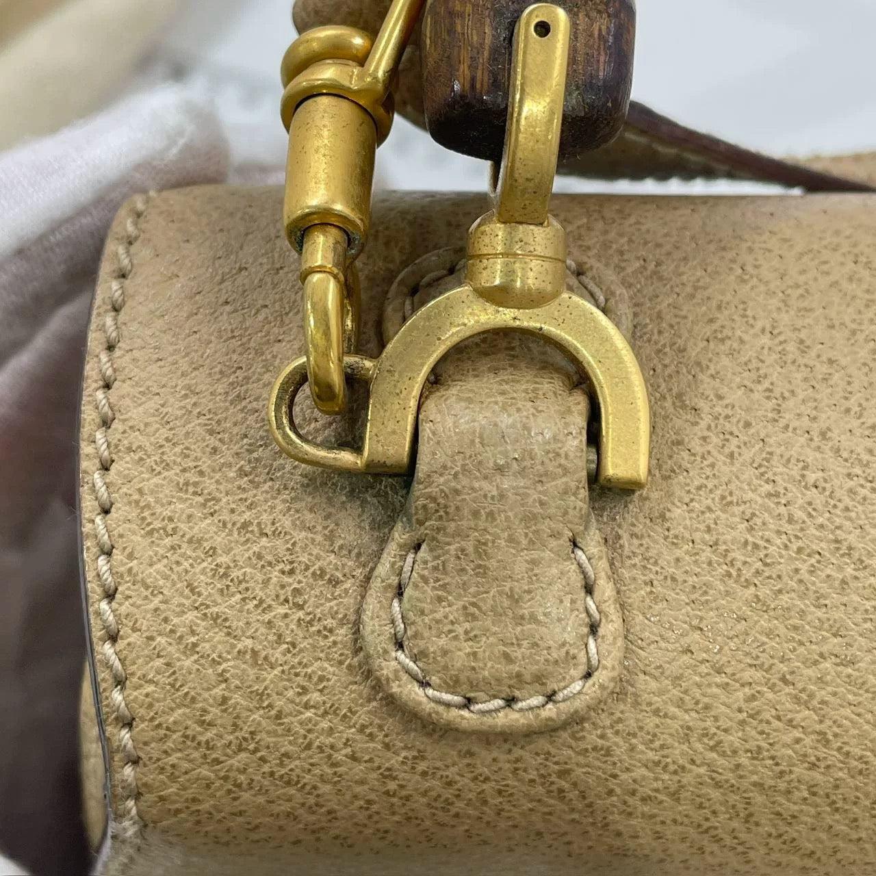 Gucci Bamboo 1947 Top Handle Bag Leather Small Beige with Strap 16