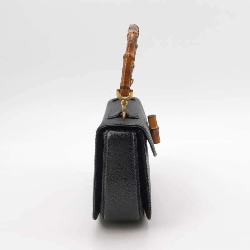 Gucci Bamboo 1947 Top Handle Bag Leather Small Black In Good Condition In AUBERVILLIERS, FR
