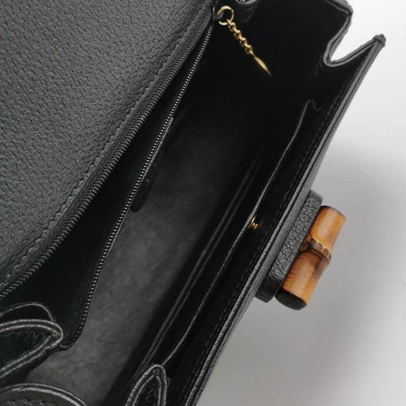 Women's Gucci Bamboo 1947 Top Handle Bag Leather Small Black