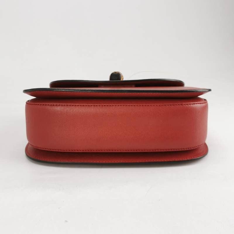 Women's Gucci Bamboo 1947 Top Handle Bag Leather Small Burgundy with Strap For Sale