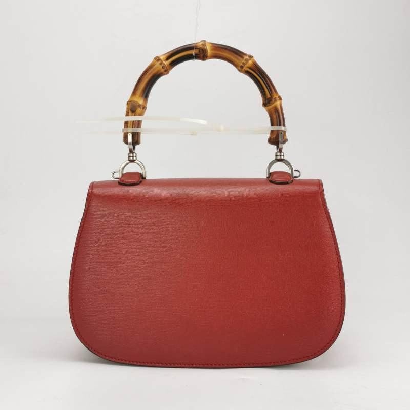 Gucci Bamboo 1947 Top Handle Bag Leather Small Burgundy with Strap For Sale 1