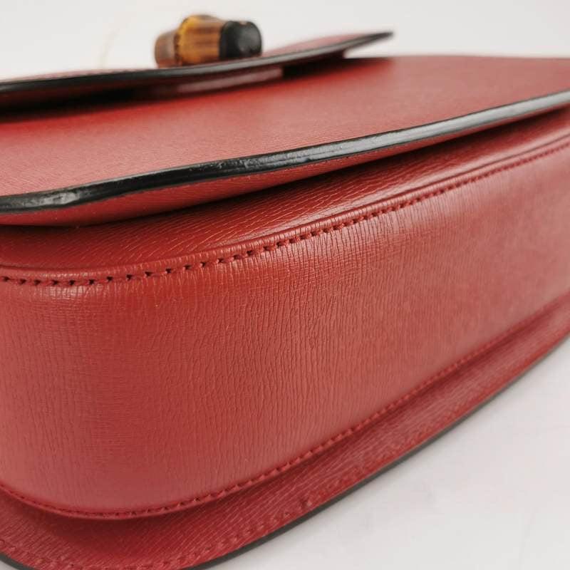 Gucci Bamboo 1947 Top Handle Bag Leather Small Burgundy with Strap For Sale 2