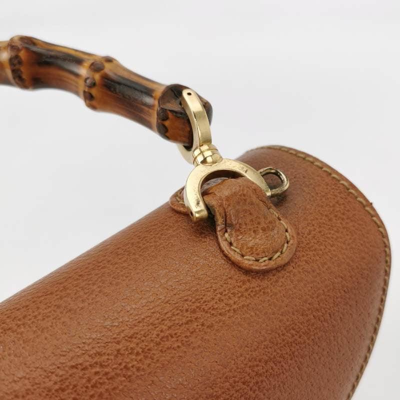 Gucci Bamboo 1947 Top Handle Bag Leather Small Camel with Strap For Sale 8