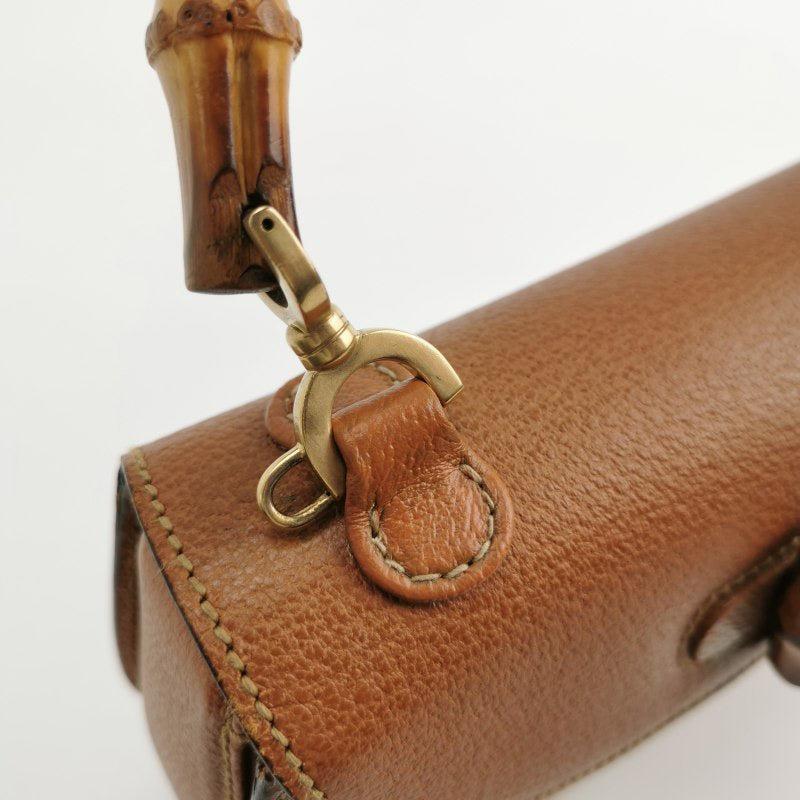 Gucci Bamboo 1947 Top Handle Bag Leather Small Camel with Strap For Sale 13