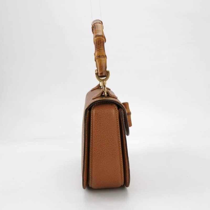 Women's Gucci Bamboo 1947 Top Handle Bag Leather Small Camel with Strap For Sale