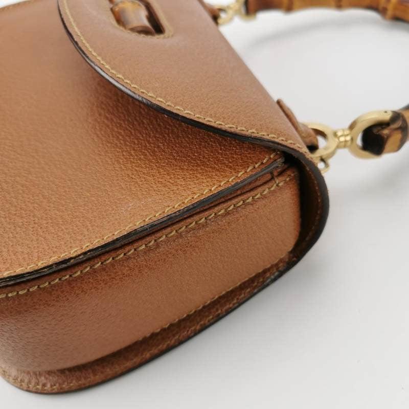 Gucci Bamboo 1947 Top Handle Bag Leather Small Camel with Strap For Sale 3