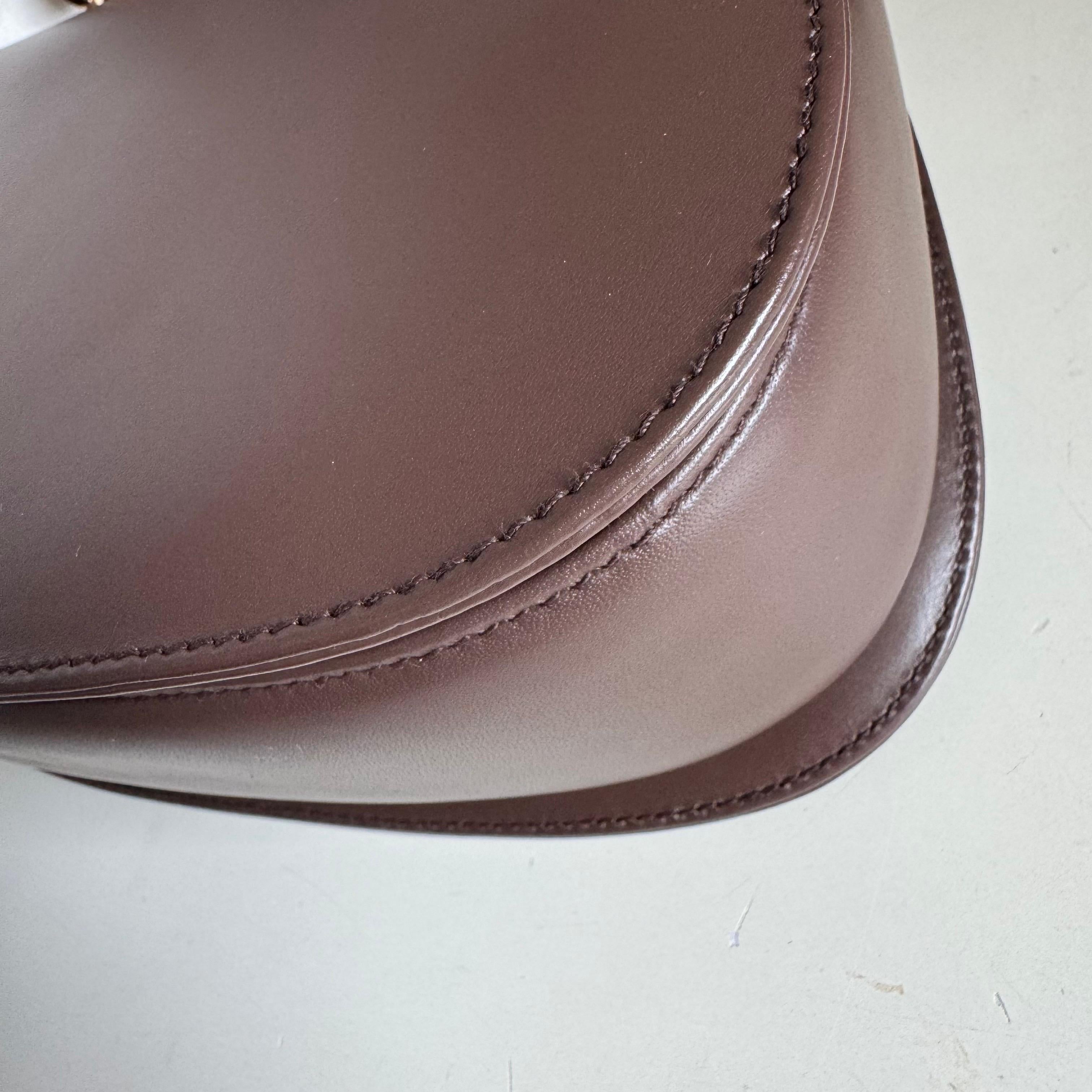Gucci Bamboo 1947 Top Handle Bag Leather Small Chocolate Brown with Strap 14