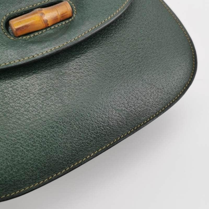 Gucci Bamboo 1947 Top Handle Bag Leather Small Dark Green 6