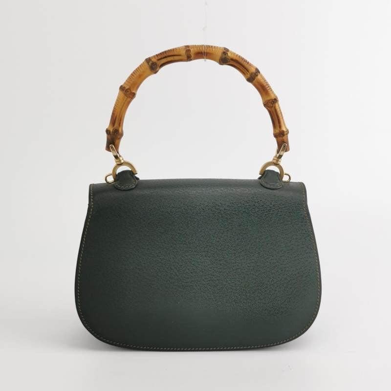 Gucci Bamboo 1947 Top Handle Bag Leather Small Dark Green 1