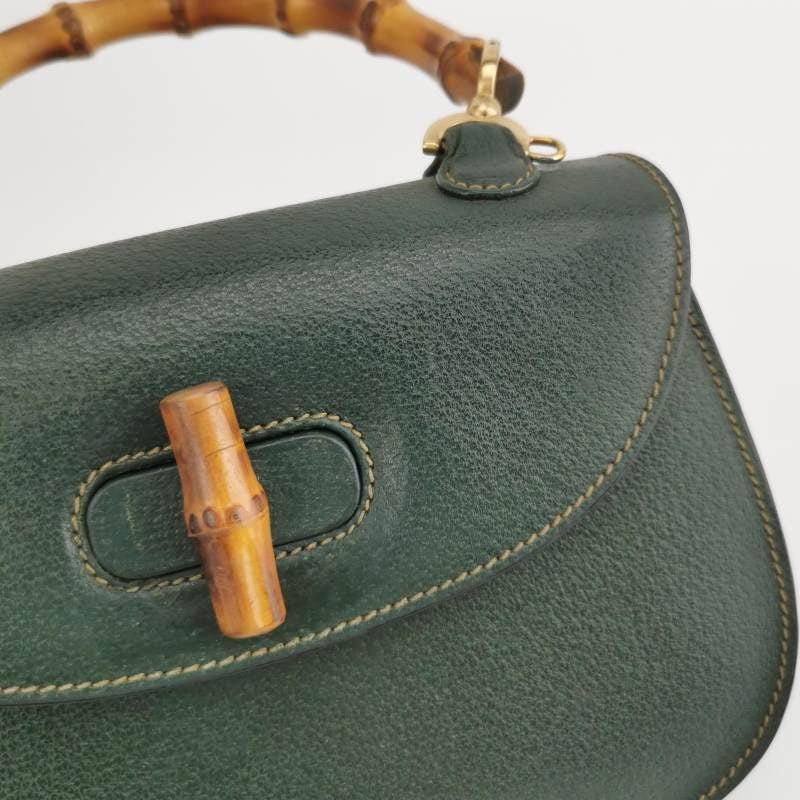 Gucci Bamboo 1947 Top Handle Bag Leather Small Dark Green 3
