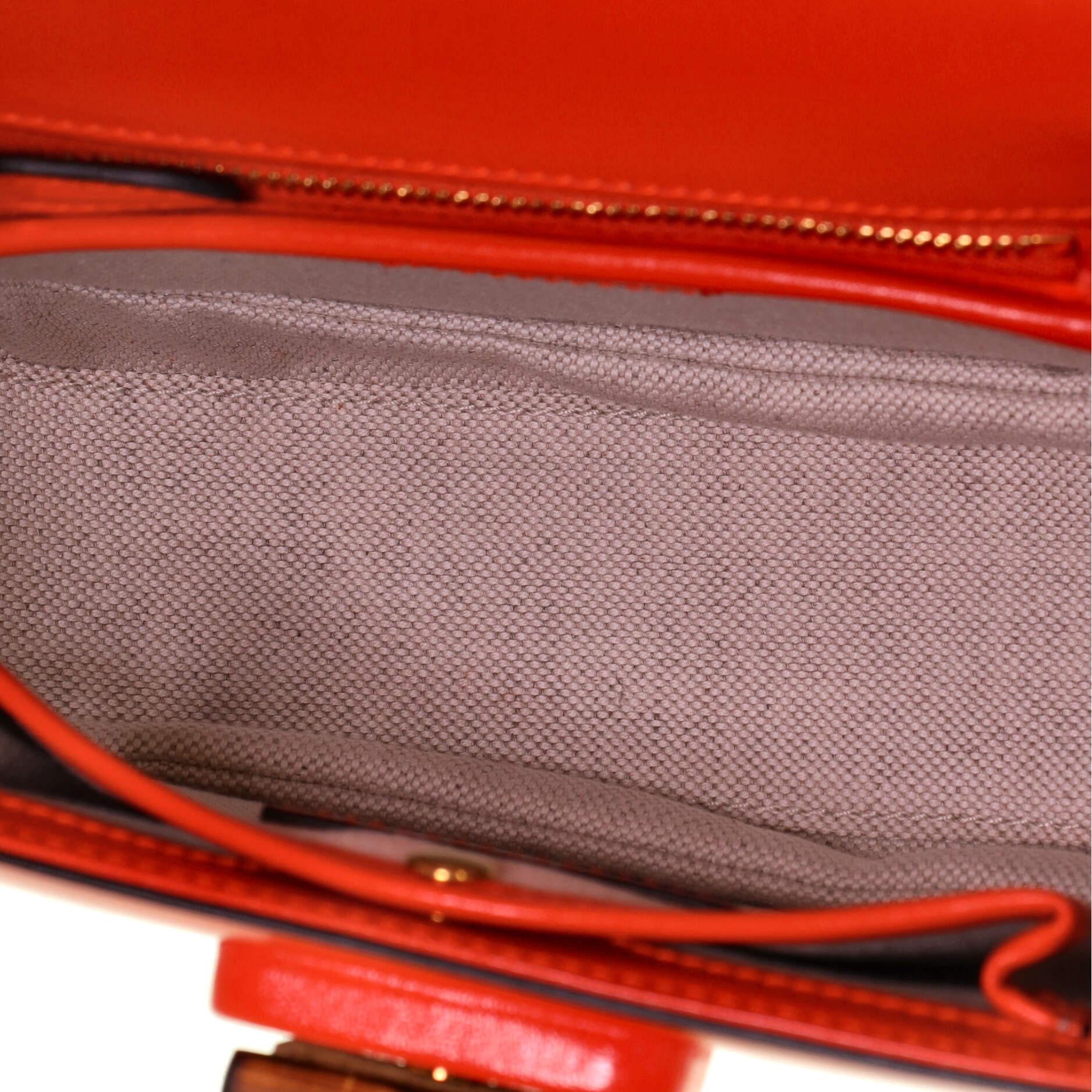 Red Gucci Bamboo 1947 Top Handle Bag Leather Small