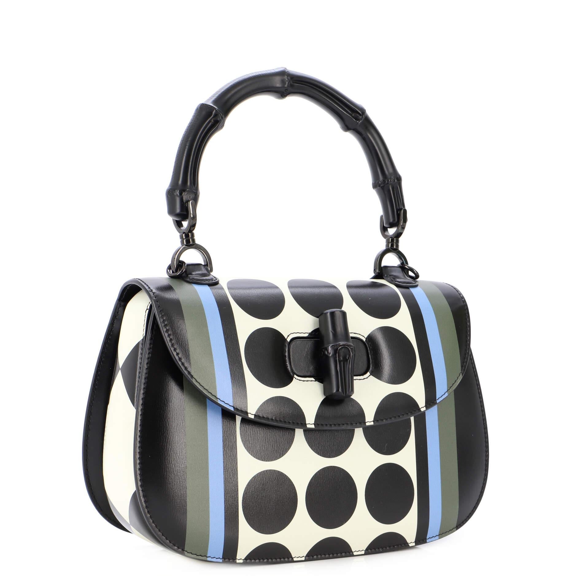 Gucci Bamboo 1947 Top Handle Bag Limited Edition Geometric Print Leather Medium In Good Condition In NY, NY