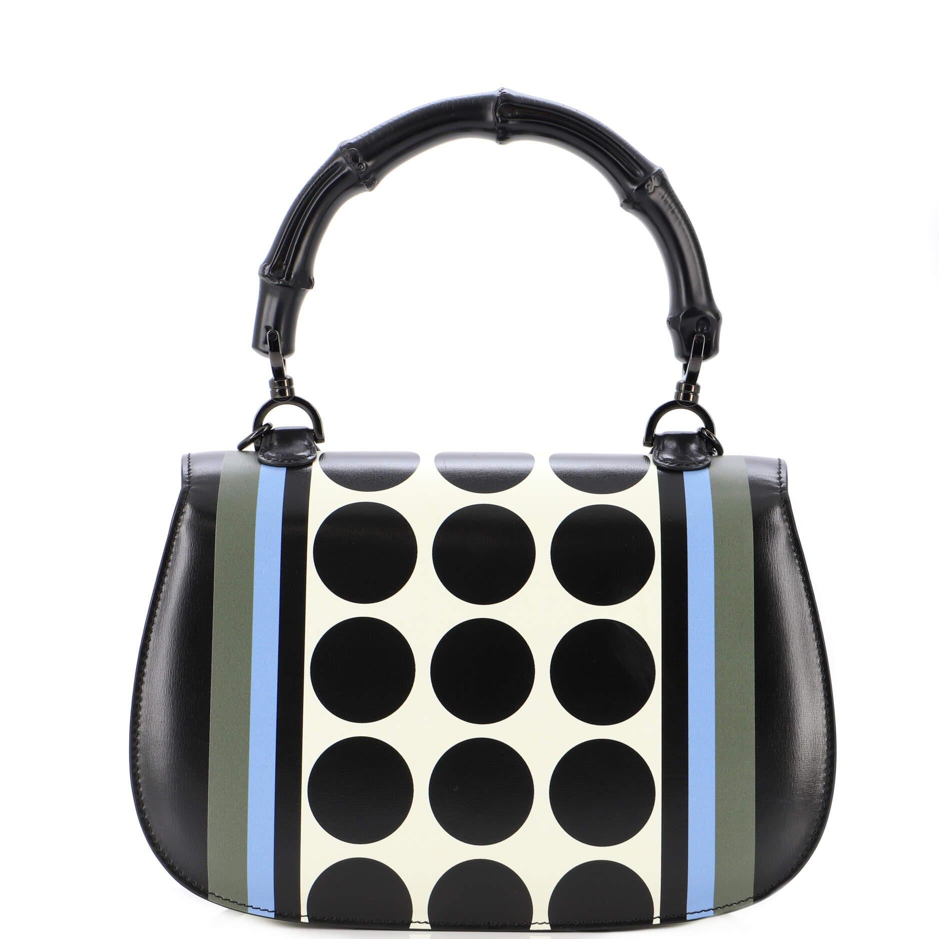 Women's or Men's Gucci Bamboo 1947 Top Handle Bag Limited Edition Geometric Print Leather Medium