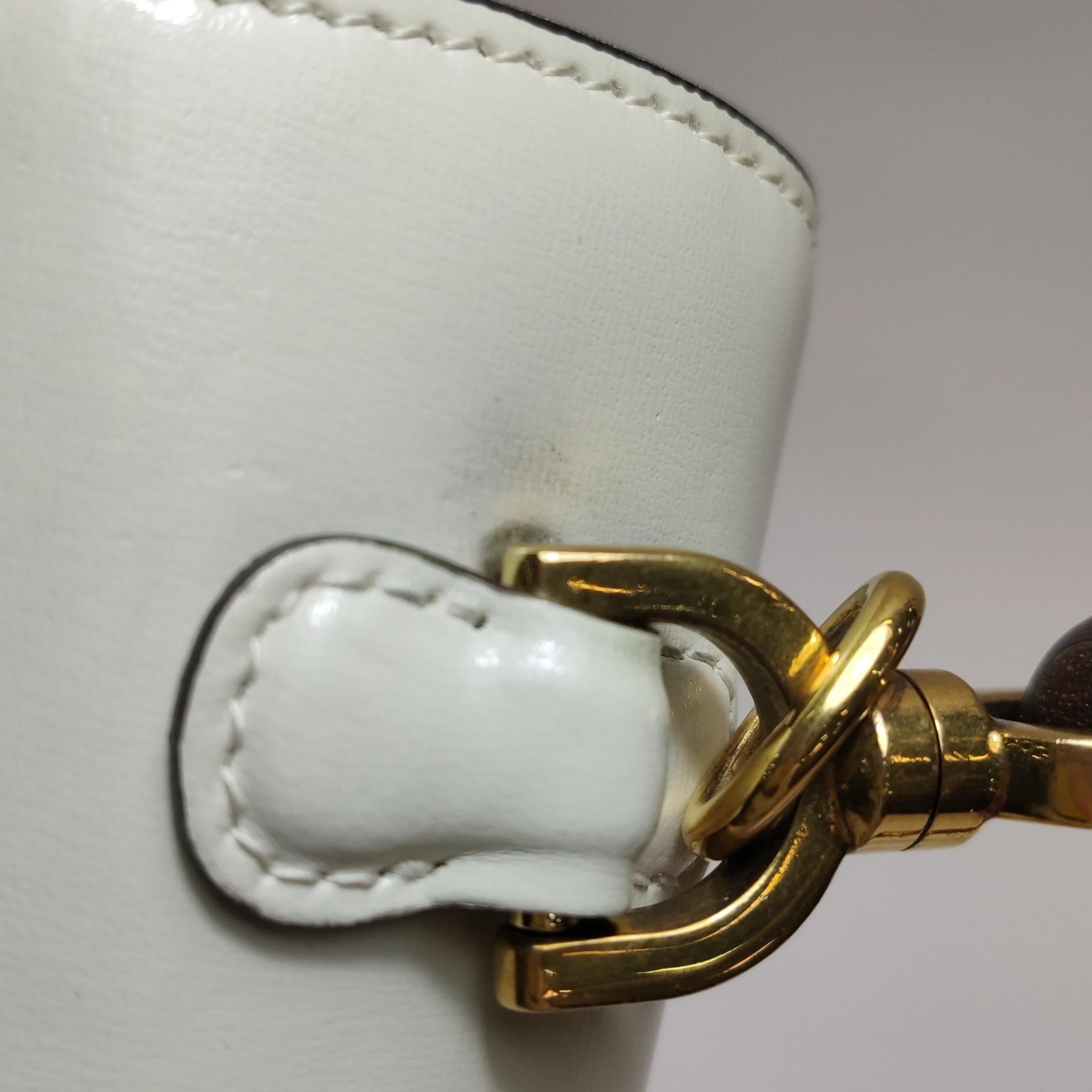 Gucci Bamboo 1947 Top Handle Bag Small White Box Leather Canvas Strap For Sale 9