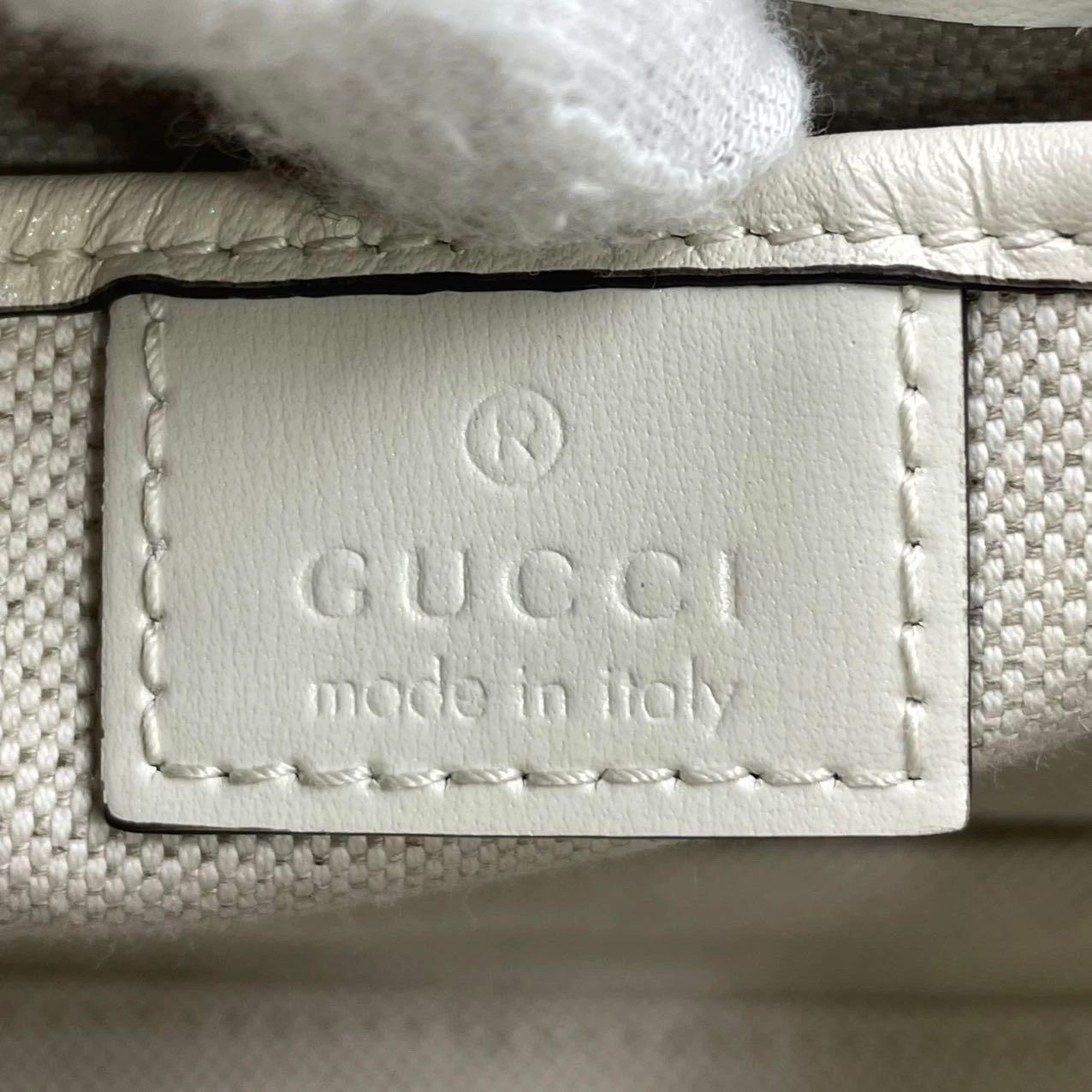 Gucci Bamboo 1947 Top Handle Bag Small White Box Leather Canvas Strap en vente 13