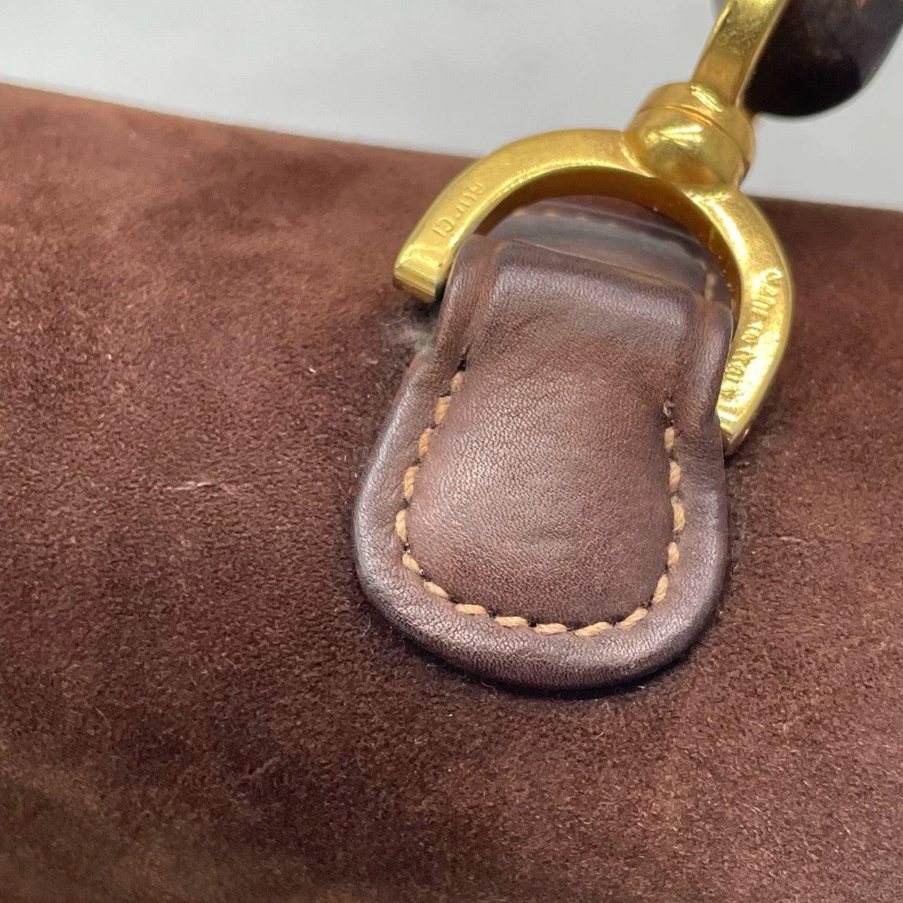 Gucci Bamboo 1947 Top Handle Bag Suede Leather Medium Dark Chocolate Brown 14