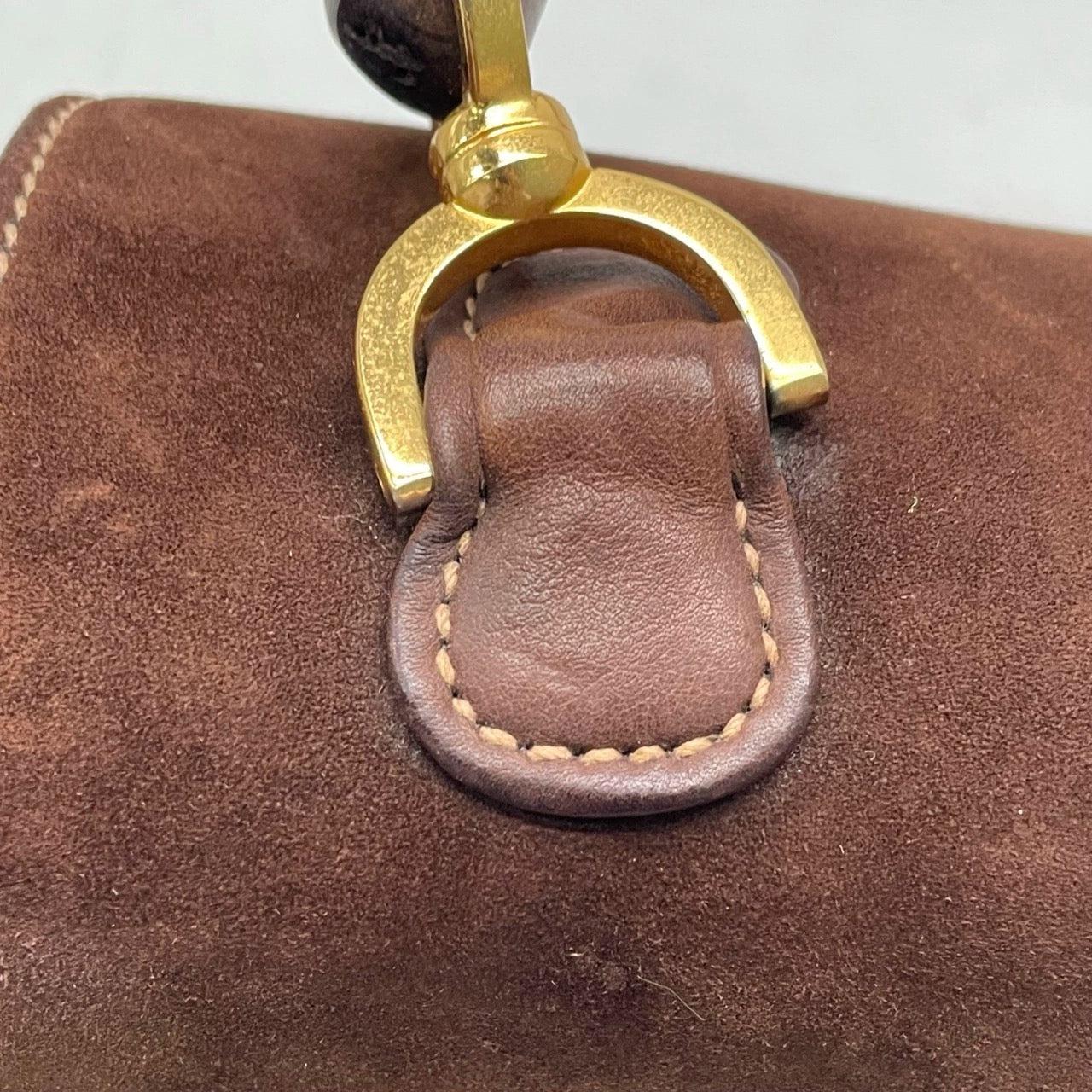 Gucci Bamboo 1947 Top Handle Bag Suede Leather Medium Dark Chocolate Brown 15