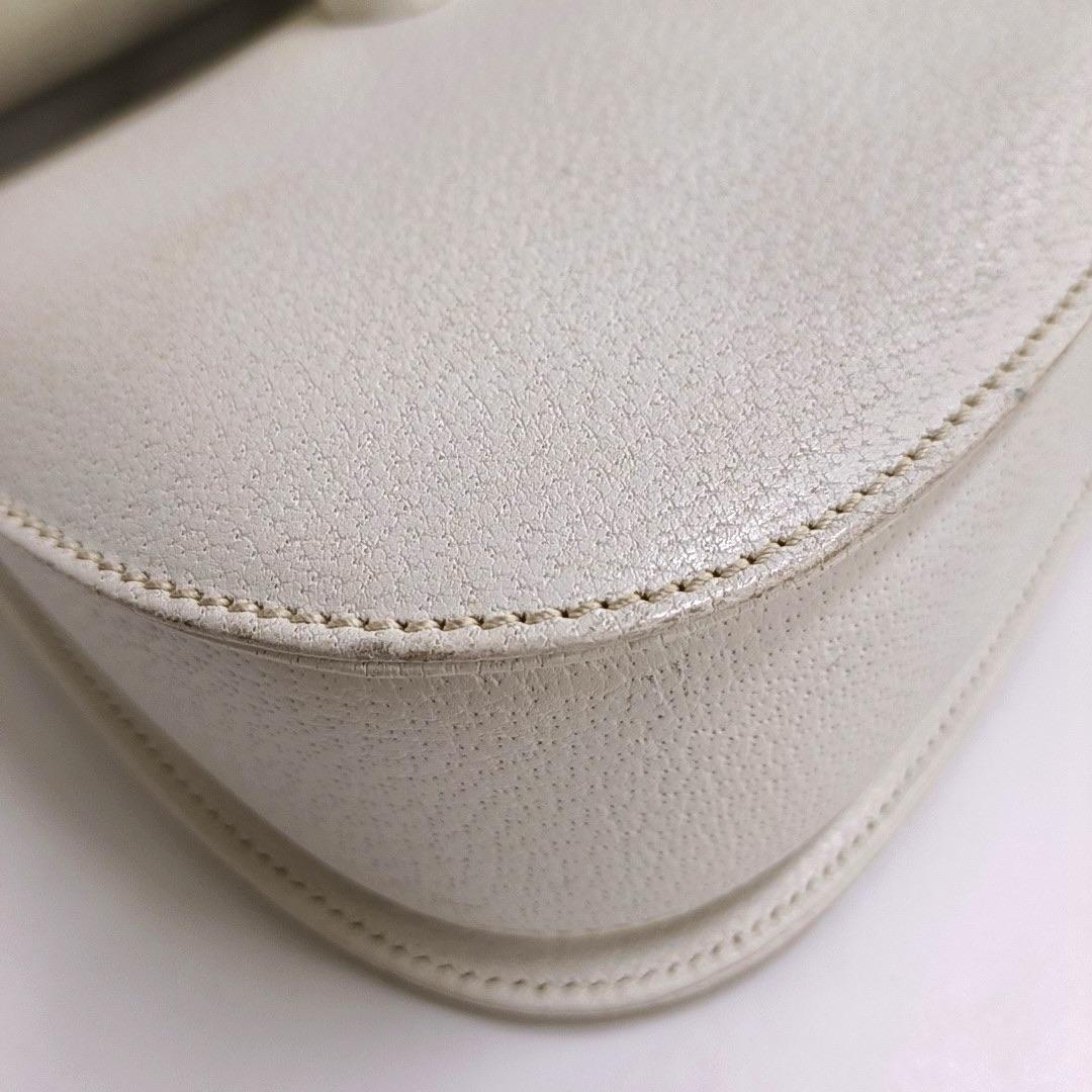 Gucci Bamboo 1947 Top Handle Bag Weißes genarbtes Leder Medium im Angebot 9