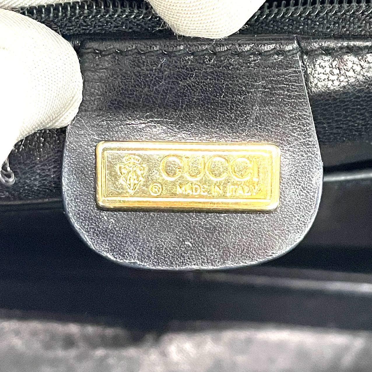 Gucci Bamboo 1947 Vintage Rare Lizard-skin Leather Large Black with Strap 6