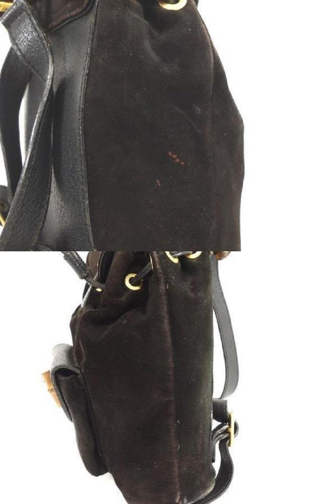Women's Gucci Bamboo 232896 Black Suede Leather Backpack For Sale