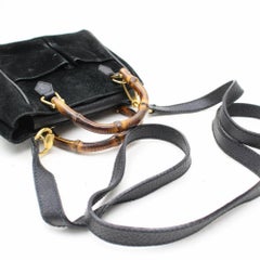 Gucci Bamboo 2way 867617 Umhängetasche aus schwarzem Wildleder