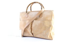 Gucci Bamboo 2way 9866186 Pink Suede Leather Tote