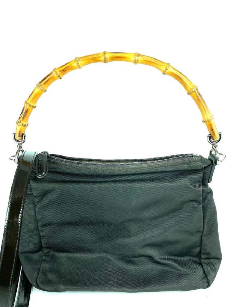 Women's Gucci Bamboo 2way 9ga629 Brown Nylon Hobo Bag For Sale