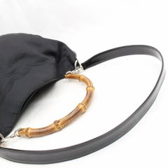 Gucci Bamboo 2way Hobo 867679 Black Nylon Shoulder Bag