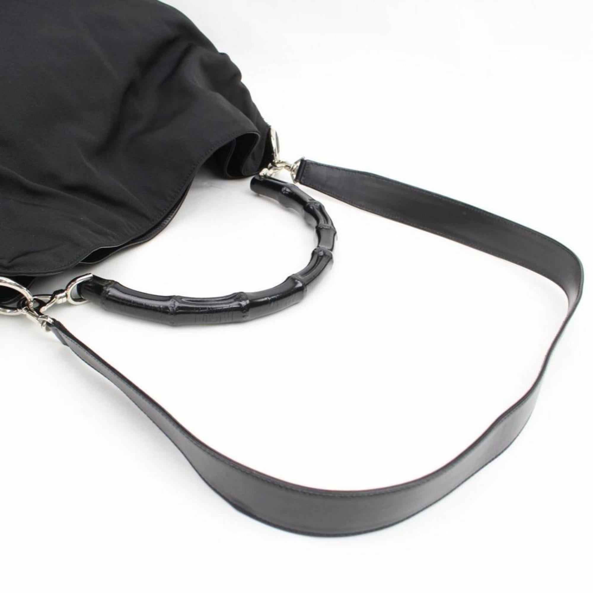 Gucci Bamboo 2way Hobo 868599 Black Nylon Shoulder Bag For Sale 6