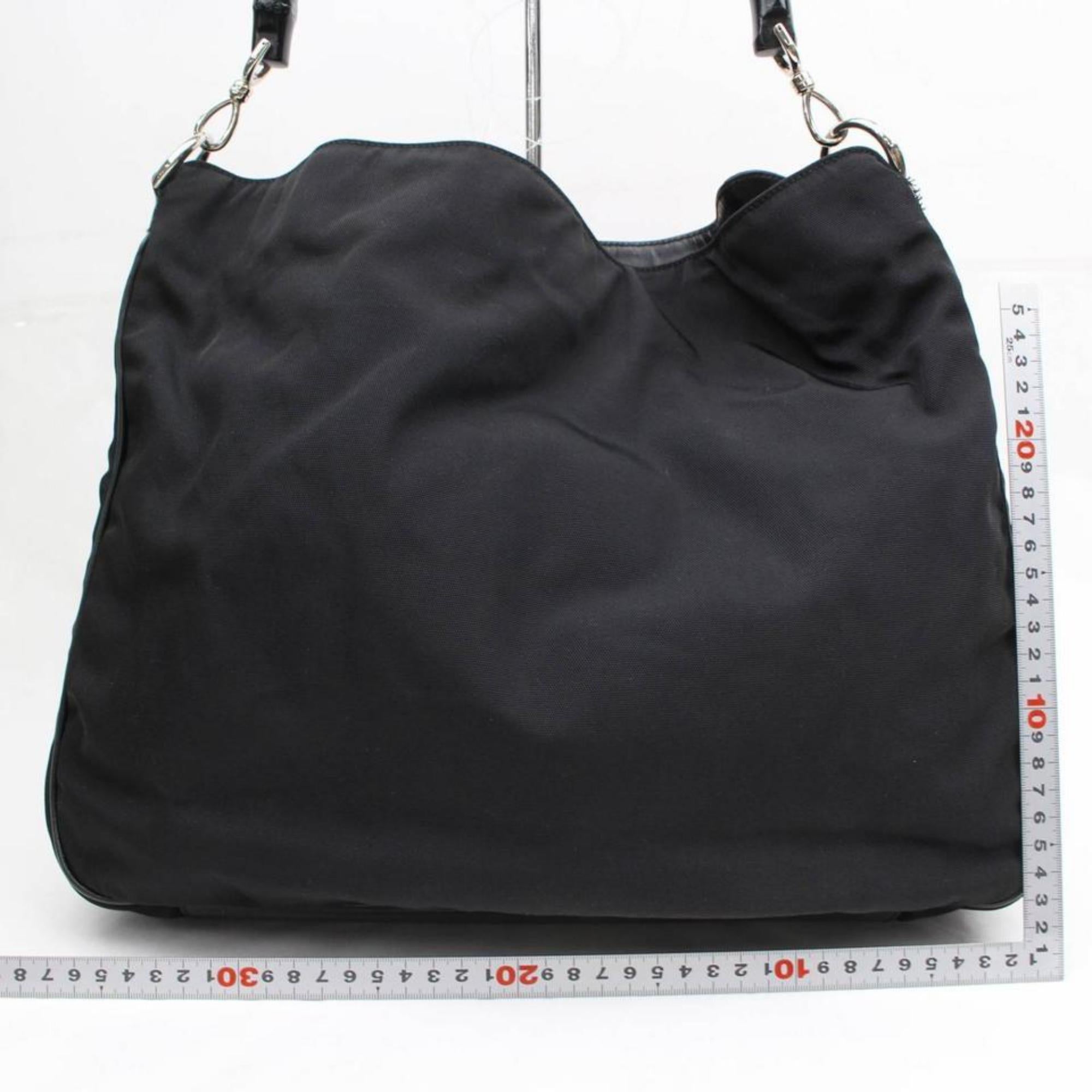 Gucci Bamboo 2way Hobo 868599 Black Nylon Shoulder Bag For Sale 2