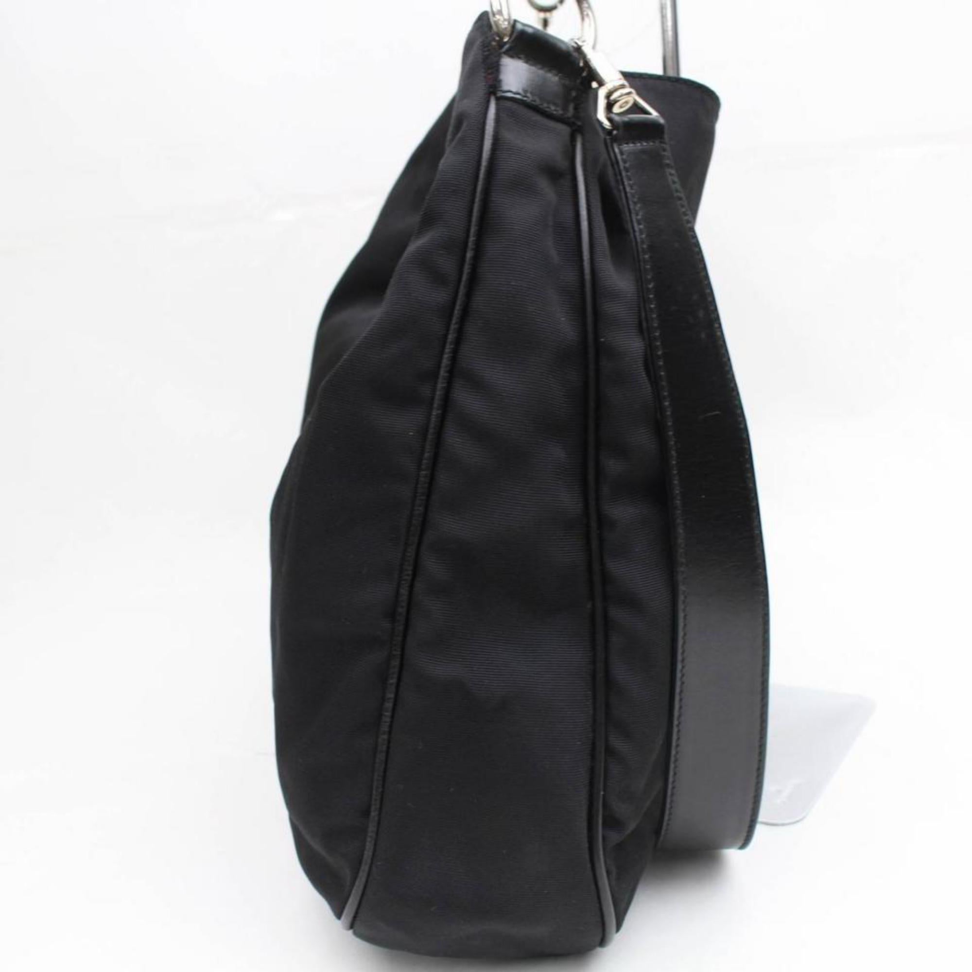 Gucci Bamboo 2way Hobo 868599 Black Nylon Shoulder Bag For Sale 4
