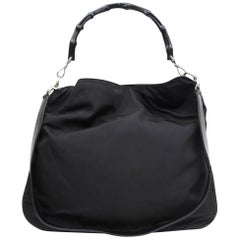Gucci Bamboo 2way Hobo 868599 Black Nylon Shoulder Bag