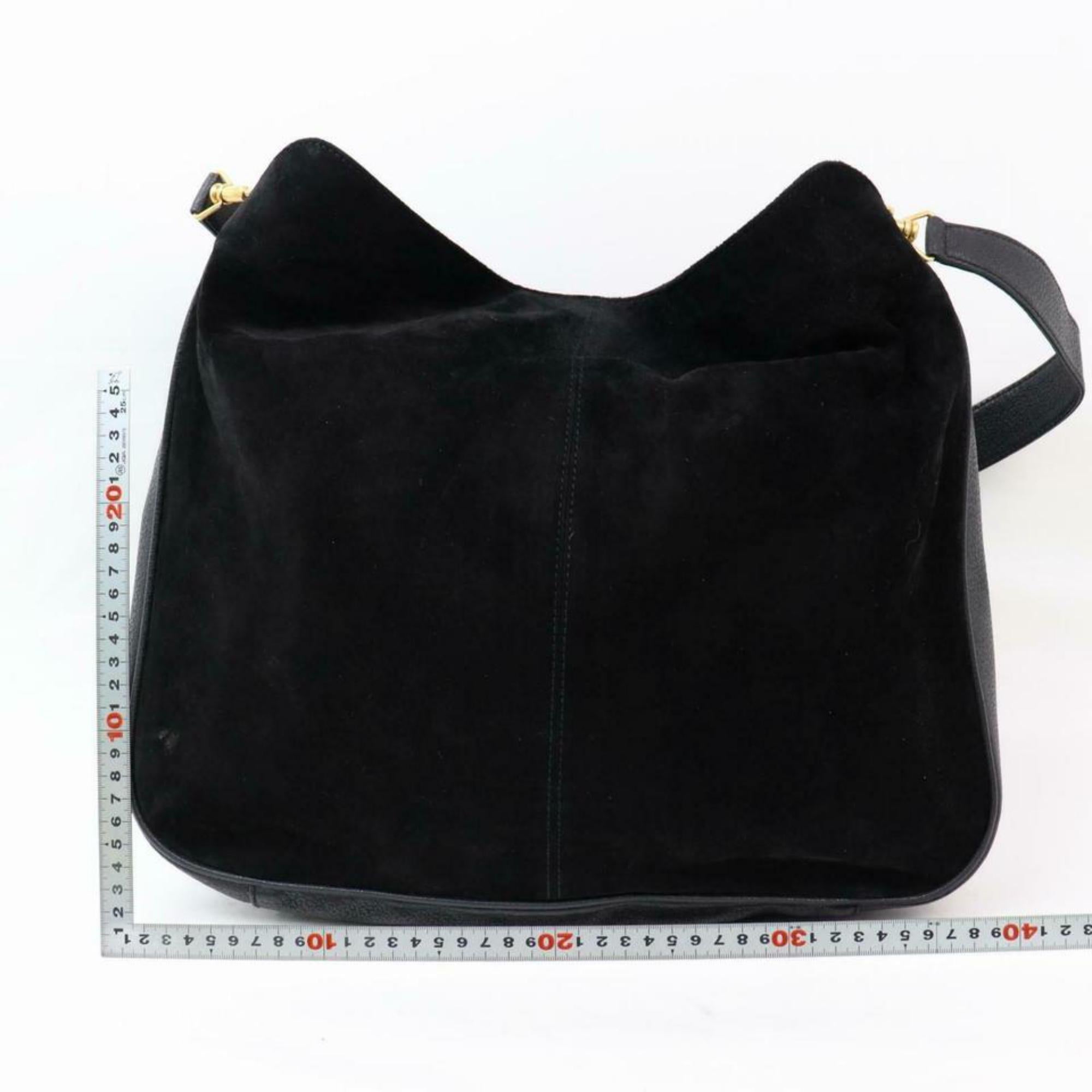 Gucci Bamboo 2way Hobo 870254 Black Suede Leather Shoulder Bag For Sale 2