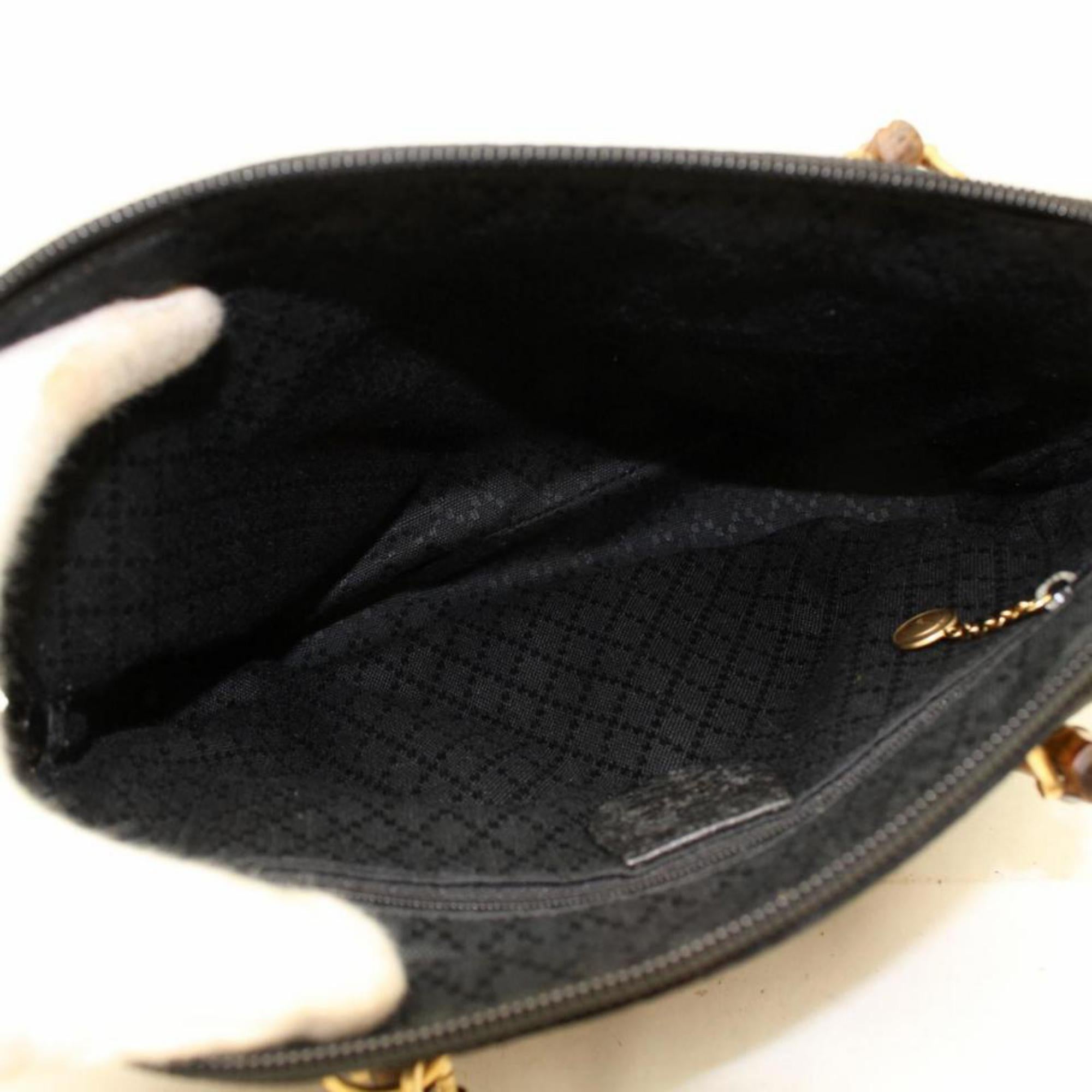 Women's Gucci Bamboo 2way Satchel 865746 Black Suede Leather Shoulder Bag For Sale
