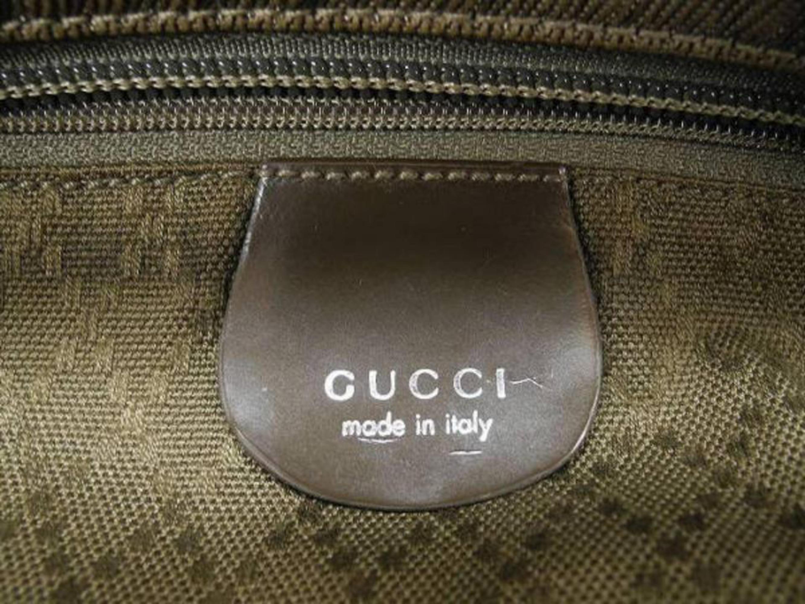 Gray Gucci Bamboo 2way Tote 223797 Khaki Nylon Shoulder Bag For Sale