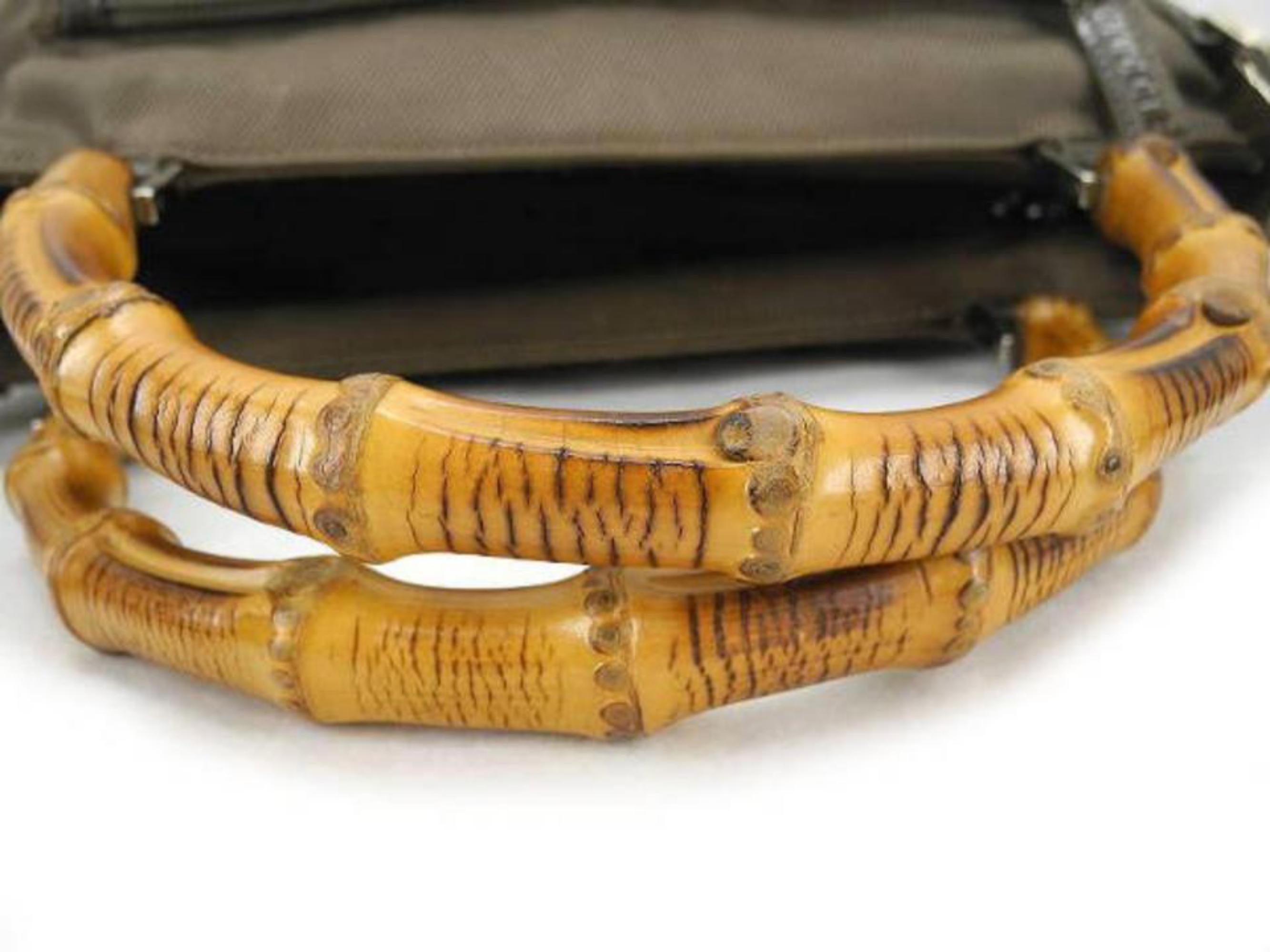 Gucci Bamboo 2way Tote 223797 Khaki Nylon Shoulder Bag For Sale 1