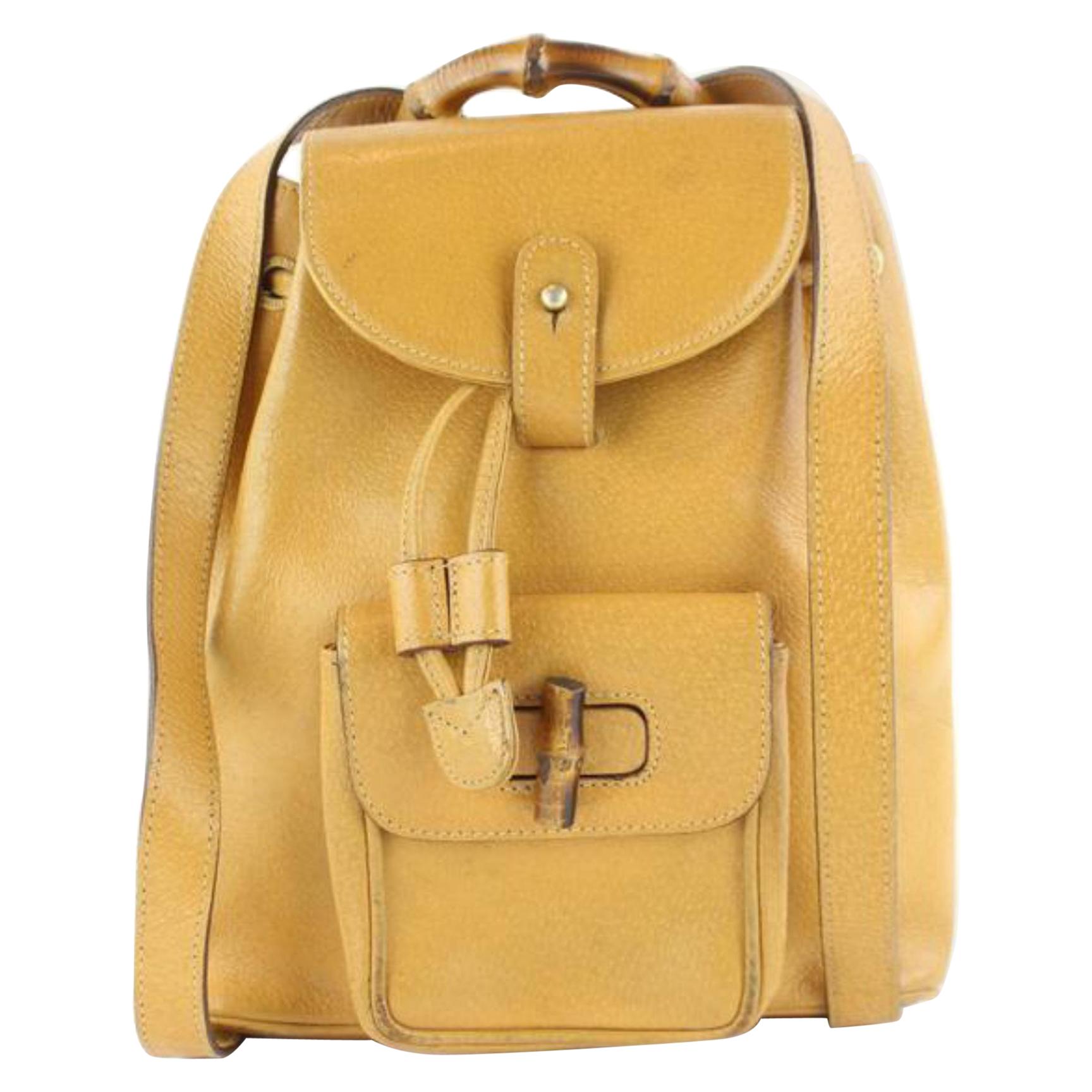 Gucci Bamboo 6gz1129 Tan Leather Backpack For Sale at 1stDibs