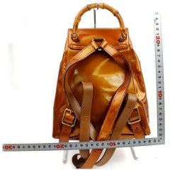 Gucci Bamboo 872505 Sac à dos émaillé marron