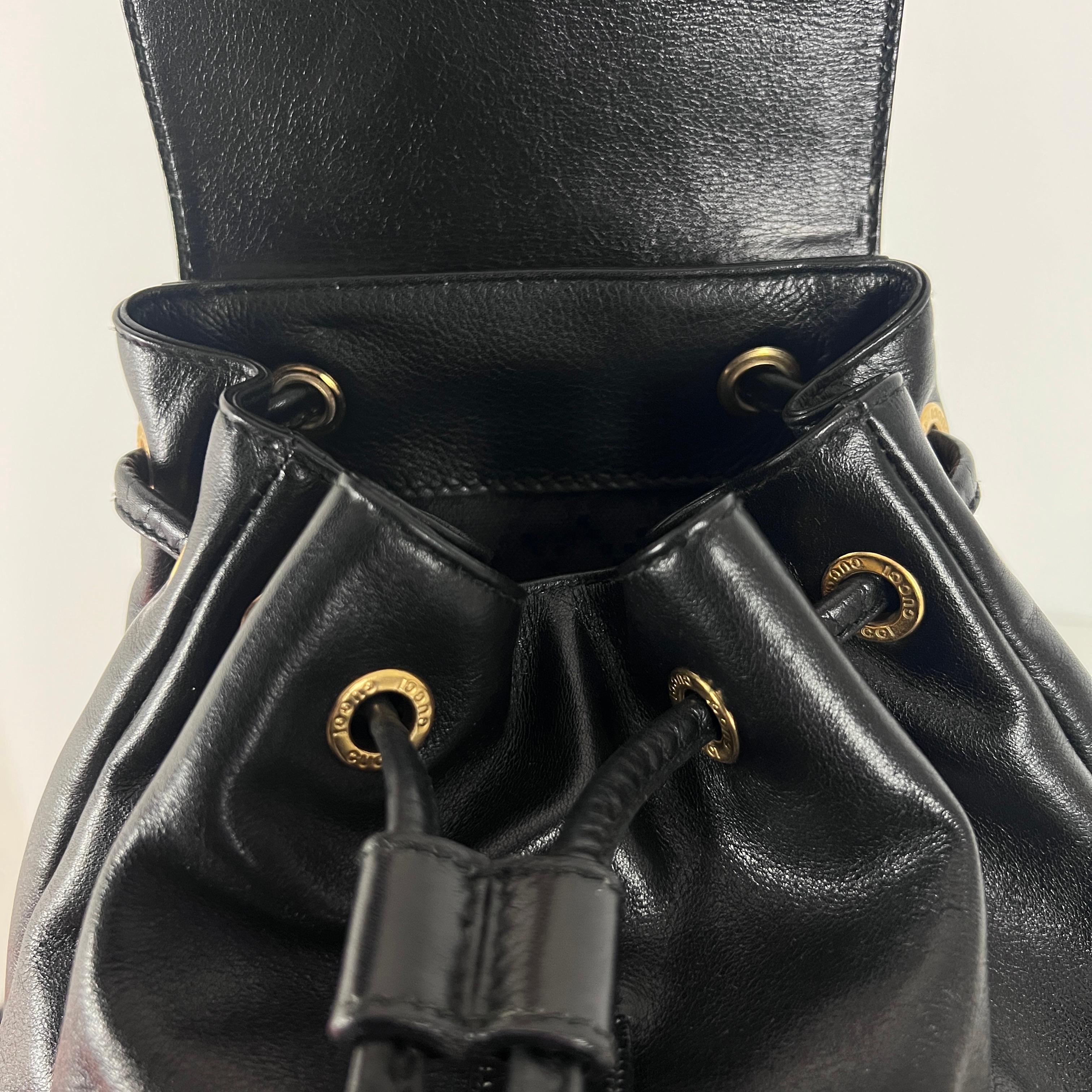 Gucci Sac à dos Bambou Cuir Noir circa 1990 en vente 6