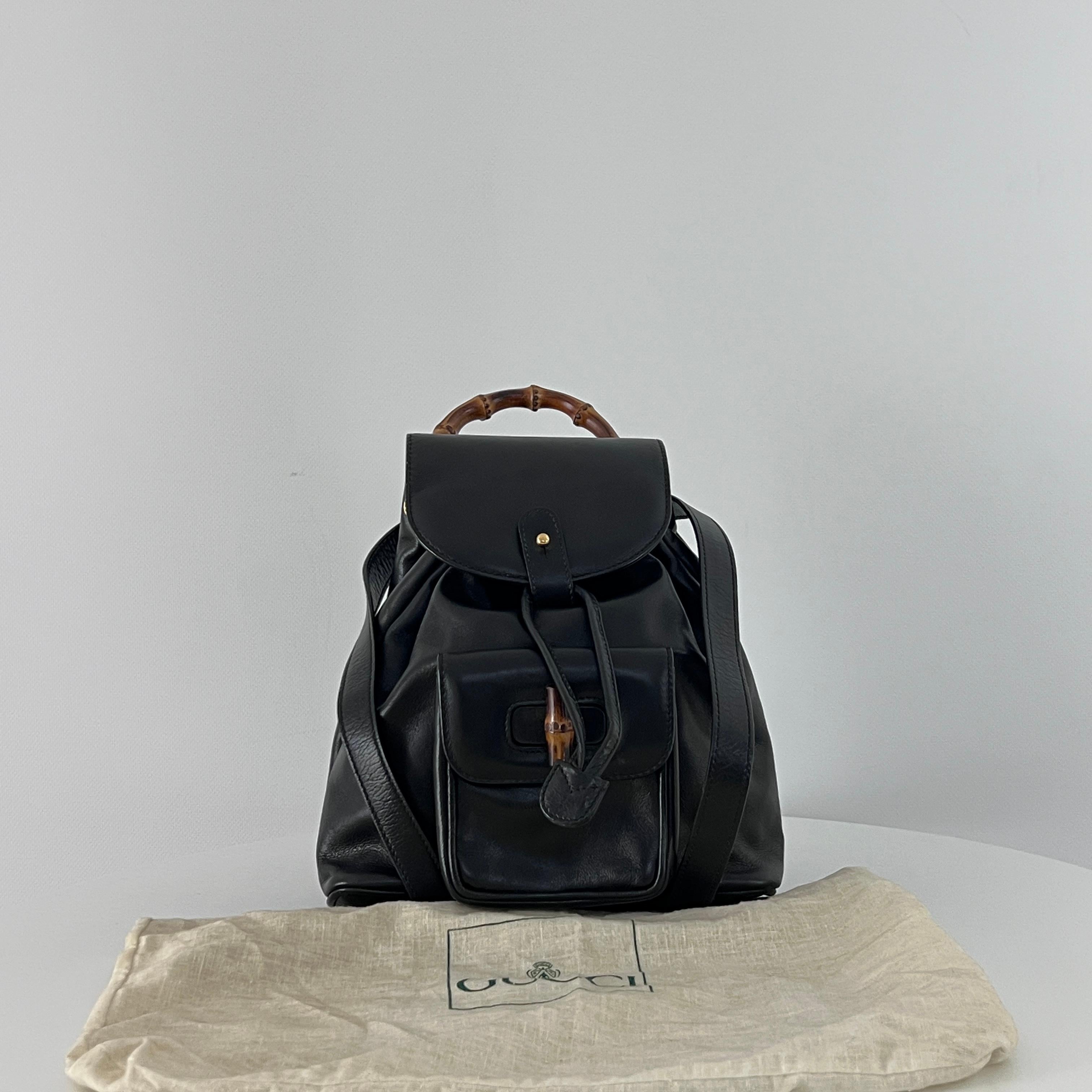 Gucci Sac à dos Bambou Cuir Noir circa 1990 en vente 1
