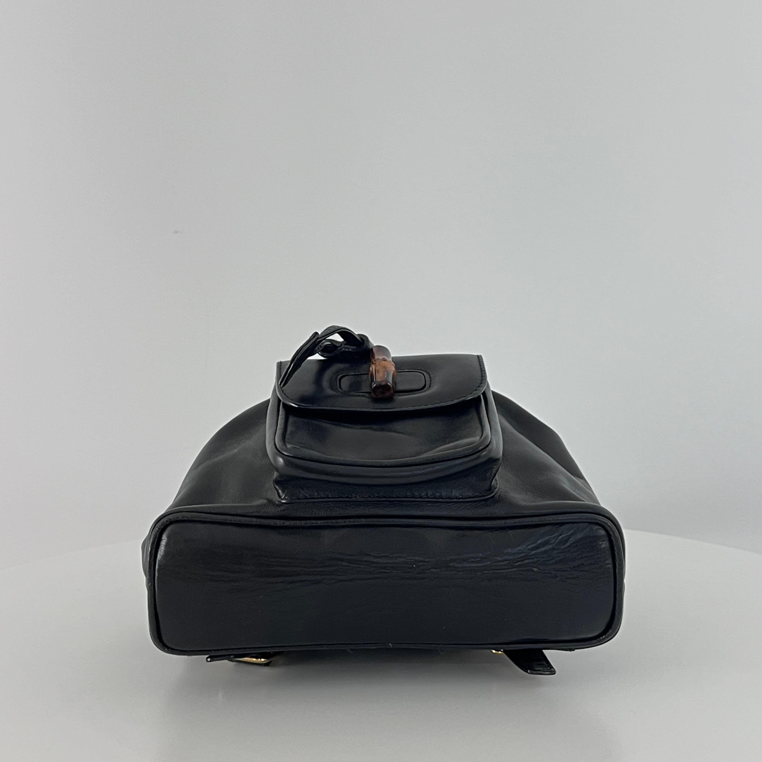 Gucci Sac à dos Bambou Cuir Noir circa 1990 en vente 4