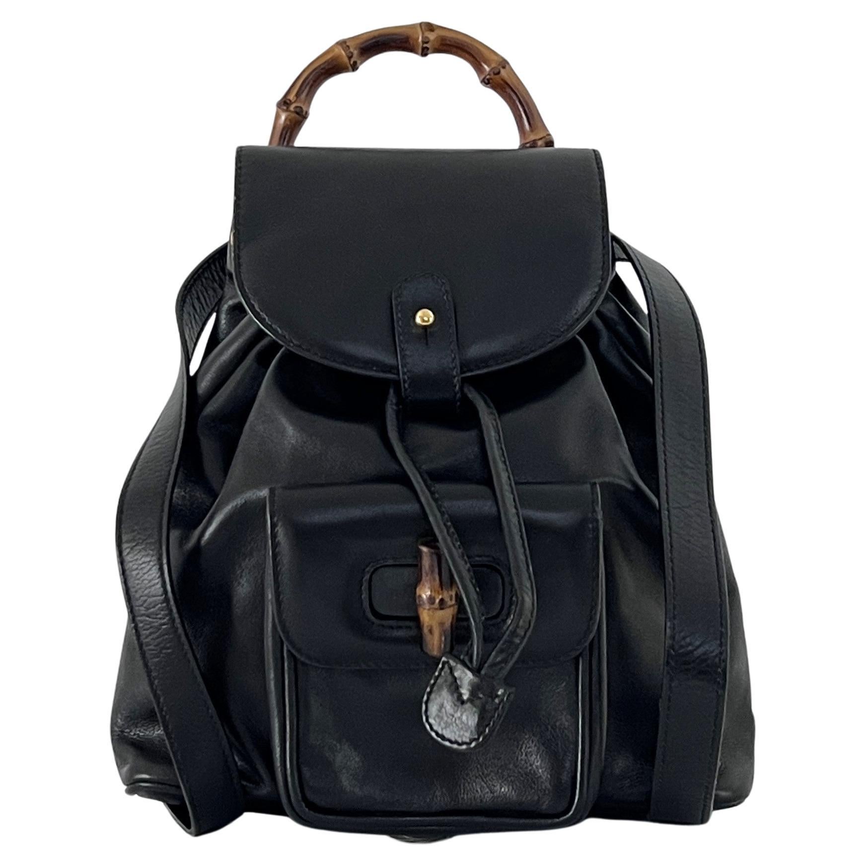 Gucci Sac à dos Bambou Cuir Noir circa 1990