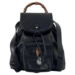 Gucci Zaino Bamboo in pelle nera circa 1990